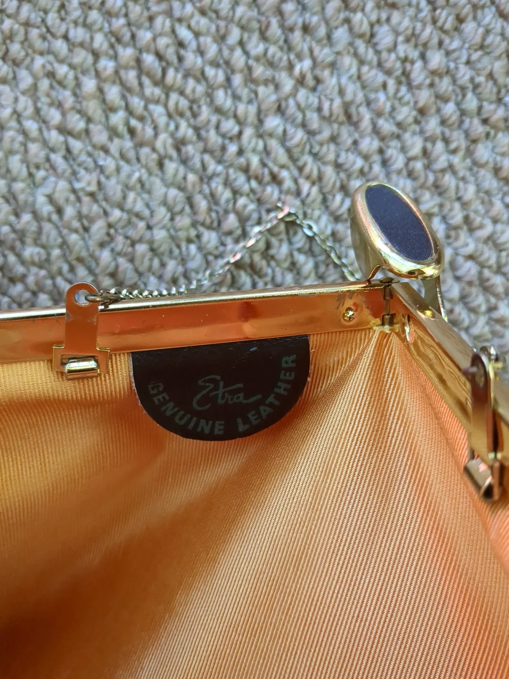 Vintage Black Women's Leather Clutch with Gold Accent Clasp 4 Way Open